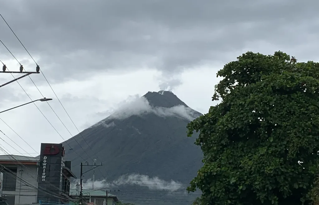 Arenal Volcano in Costa Rica on a rainy day