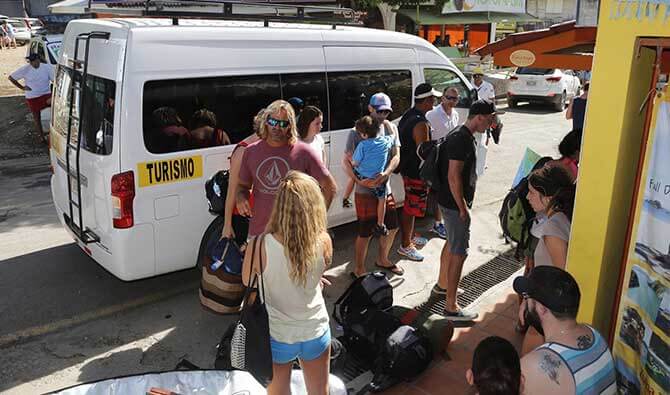 People at Shuttle Bus after Taxi Boat